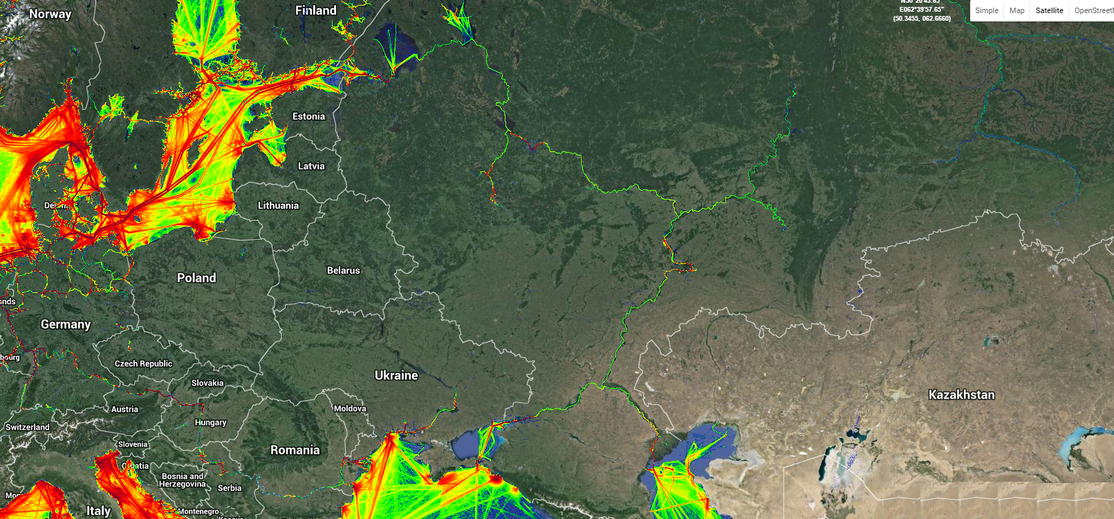 Live Marine Traffic, Density Map and Current Position of ships in VOLGA RIVER